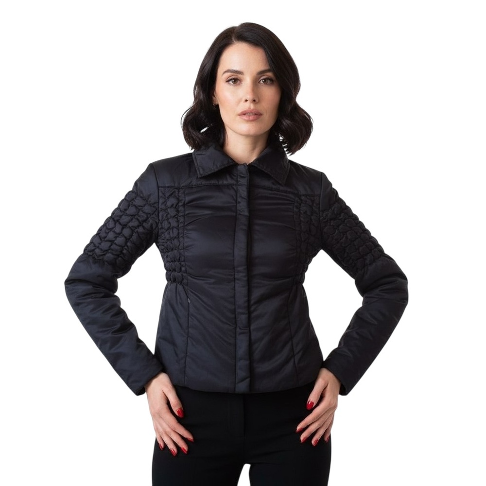 Rochas Mid Length Light Puffer Designer Long Sleeves Jacket Coat Women Small